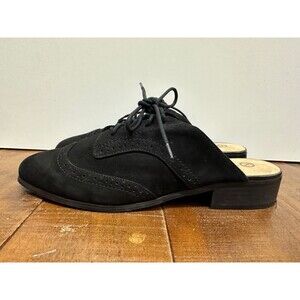 Bella Vita women size 12M black suede low heel slip on lace up mules shoes